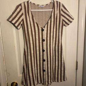 Adorable brown/white striped dress
